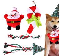 Genérico Christmas Dog Toys, Puppy Chew Toys with Rope Toys, Dog Toys for Teething Puppies, Christmas Pet, Santa Squeaky Plush Toys, Interactive Teething Toys for Home, Pet Room, Pet Shop