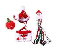 Genérico Christmas Dog Toys - Puppy Chew Toys with Rope | Treat Ball and Squeaky Dog Toys | Dog Plush Santa Chew Toys | Christmas Dog Toys Set for Puppy, Kitten, & Pets