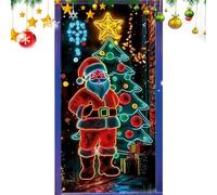 Genérico Christmas Door Cover - Fluorescent 2D Flat Seasonal Background | Festive Holiday Door Banner 180x90cm, Indoor Kitchen Party Porch Outside Decoration, AA Battery Powered (Not Included)