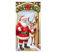 Genérico Christmas Door Cover | Santa Claus Reindeer Cute | Large Banner Christmas Door Decorations | for Home Decor Indoor Outdoor Living Room Bedroom Office Farmhouse Restaurant