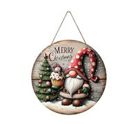 Genérico Christmas Door Hanger - Rustic Wooden, Round GNOME Design, Merry Christmas Placas Ornament, Holiday Welcome Sign | Door, for Wall Front Doors Home Party Decorations.