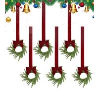Genérico Christmas Door Wreath - Artificial Greenery Holiday Decoration, 6 Piece Ornament with Red Bows, Lightweight & Easy to Design, Ideal for Wall Fireplace Window Home Party