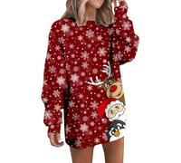 Genérico Christmas Dress Women Vestido Mujer Vestido Tipo Sudadera con Cuello Redondo y Manga Larga de Polar a la Moda para Mujer (M)