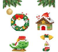 Genérico Christmas Element Building Blocks - Santa Claus Design BuildingBlocks Set, DIY ChristmasLego Theme Ornaments, Xmas New Year Birthday Gifts (C 4Pcs)