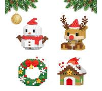 Genérico Christmas Element Building Blocks - Santa Claus Design BuildingBlocks Set, DIY ChristmasLego Theme Ornaments, Xmas New Year Birthday Gifts (B 4Pcs)