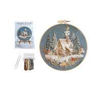 Generico Christmas Embroidery Kit, Winter Holiday Decoration Crafting Accessories, Christmas Embroidery Kit With Pattern For Rainy Day Activity Home Road Trip