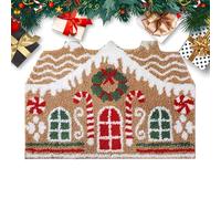 Generico Christmas Front Door Mat, Non Slip Floor Doormat with Festive Gingerbread House Design, Indoor Outdoor Entryway Rug for Kitchen Bathroom Living Room Porch Holiday Party Home Decoration
