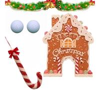Genérico Christmas Gingerbread Golf Game Set,Indoor Mini Golf Toy with Ball and Gingerbread House Target,Funny Christmas Party Golfs Game Idea Gift for Home Office (2Balls)