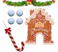 Genérico Christmas Gingerbread Golf Game Set,Indoor Mini Golf Toy with Ball and Gingerbread House Target,Funny Christmas Party Golfs Game Idea Gift for Home Office (4Balls)