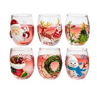 Genérico Christmas Glasses Drinkware - 6 Pieces Santa Tree Snowman Anti-Tip | Christmas Coffee Cups Beer Drinkware for Wine Coffee Drink Water Home Office Bar Party Holiday