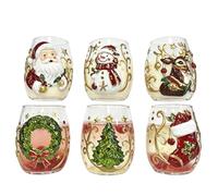 Genérico Christmas Glasses Drinkware - 6 Pieces Santa Tree Snowman Anti-Tip | Christmas Coffee Cups Beer Drinkware for Wine Coffee Drink Water Home Office Bar Party Holiday