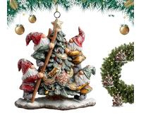 Genérico Christmas GNOME Figurines - Cute Holiday Tree Ornaments | Hand Painted Resin with Sturdy Finish Hanging String, Ideal for Decorating Christmas Trees, Shelves, Tables, Seasonal Gift 3.15in