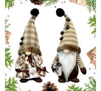 Genérico Christmas Gnomes - 2 Pieces 30cm Cute Khaki Figurines | Christmas Gnomes 30cm 2 Piece Set, Cute Khaki Dwarf Figurines, Holiday Decor For Mantel Desk Table Shelf Home