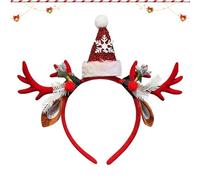Genérico Christmas Headwear - Deer Santa Hat Costume Dress Up | Trendy Headbands for Women, Girls, School, Vacation, Family Gathering, Seasonal Celebration or Home Use, 12cm/4.72