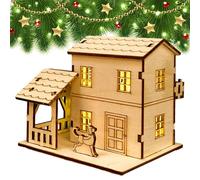 Genérico Christmas Houses Village - Lighted Rustic Cottage Building Model | DIY Crafts Wooden Cabin, Collectible Buildings & Accessories with LED Lights, Christmas Decorations Home Decor