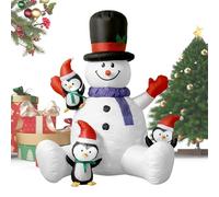 Generico Christmas Inflatable Snowman - Christmas Snowman Blow Up | Seasonal Inflatable RGB LED Lights Decoration with 3 Penguins,Blow UpChristmas Sitting for Indoor Party Outdoor