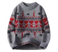 Genérico Christmas Jumper Hombre - Suéter Hombre Suéter de Punto con Cuello Redondo para Invierno diseño de patrón Jersey Informal Prenda de Punto para jóvenes Adultos Acogedor y Elegante(Grey XXXXL)