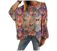 Genérico Christmas Jumpers for Women, Christmas Crochet Sweaters, Xmas Print Pullover Knitwear Hollow Baggy Tops, Cozy Fall Sweater Pullover for Holiday Party (D,S)