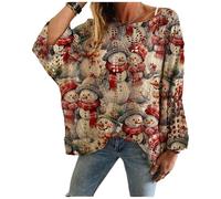 Genérico Christmas Jumpers for Women, Christmas Crochet Sweaters, Xmas Print Pullover Knitwear Hollow Baggy Tops, Cozy Fall Sweater Pullover for Holiday Party (B,L)