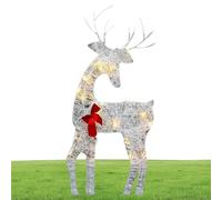 Genérico Christmas Lighted Deer - Outdoor Decor 80x44cm, Waterproof Festive | Garden Decoration For Family Home Patio Lawn Holiday Event Parties Bow LED Seasonal Display Iron Art Decorative Display