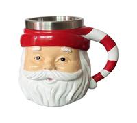 Genérico Christmas Mug, Vintage Santa Drinkware, 250ml Novelty Cup, Stainless Steel Lined, Festive Kitchen Accessory for Hot Chocolate Tea Cocoa Birthday Girls Women Holiday Use 5.1x3.93x3.93in