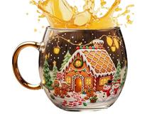 Genérico Christmas Mugs, 300ml Christmas Transparent Festive Painted stained glass coffee mug with handles for Hot Cold Drinks