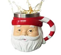 Genérico Christmas Mugs, Santa Face Vintage Holiday Drinkware, 250ml Ceramic Festive Coffee Cup with Stainless Steel Liner for Cocoa Tea Beverage Gift Kitchen Table Celebration, 3x10x10cm