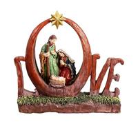 Genérico Christmas Nativity Scene Figurine, Resin Holy Family Statue, 17x4.5x16.5cm, Battery Operated, European Retro Style, Indoor Holiday Decoration for Table, Fireplace, Shelf