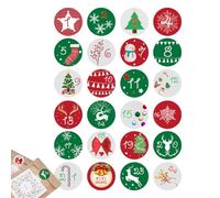Genérico Christmas Number Sticker - Christmas Boxes Tags Adhesive Labels | Festival Labels Party Supplies for Skateboard Phone Water Bottle Crafts Envelopes | Round Sealing Stickers for Numbers