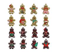 Genérico Christmas Ornaments - 16 Piece Cute Gingerbread Figures, Festive Tree Decoration Set, Lightweight Figurine Component, Shatterproof Resin Material, Holiday Embellishment for Home Adornment