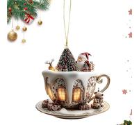 Genérico Christmas Ornaments - 3.15x3.03x0.12 Inches 2D Acrylic Coffee Cup Shape Pendants, Christmas Tree Decorations, Pendant For Car Interior | Bedside Men Women Workplace Backpack Bookshelf