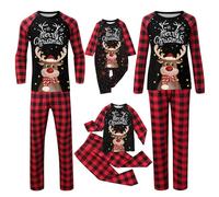 Genérico Christmas Pajamas for Family Plaid Print Red Reindeer Long Sleeve T-Shirt and Pant Sleepwear Infant Kids Man Woman Breathable Loungewear Gift 2026