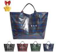 Genérico Christmas Plaid Pvc Tote Bag For Women, Clear Plastic Handbag, Letters Print Christmas Tote Bags (Blue)