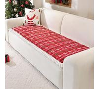 Genérico Christmas Plush Warm Sofa Cover,Thick Soft Non-Slip Couch Protector Cover for Pets,Washable Patchwork Cotton Couch Cushion,Geometric Snowflake Pattern All Seasons Sofa Mat