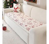 Genérico Christmas Plush Warm Sofa Cover,Thick Soft Non-Slip Couch Protector Cover for Pets,Washable Patchwork Cotton Couch Cushion,Geometric Snowflake Pattern All Seasons Sofa Mat