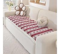 Genérico Christmas Plush Warm Sofa Cover,Thick Soft Non-Slip Couch Protector Cover for Pets,Washable Patchwork Cotton Couch Cushion,Geometric Snowflake Pattern All Seasons Sofa Mat