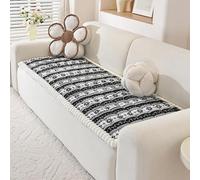 Genérico Christmas Plush Warm Sofa Cover,Thick Soft Non-Slip Couch Protector Cover for Pets,Washable Patchwork Cotton Couch Cushion,Geometric Snowflake Pattern All Seasons Sofa Mat