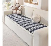 Genérico Christmas Plush Warm Sofa Cover,Thick Soft Non-Slip Couch Protector Cover for Pets,Washable Patchwork Cotton Couch Cushion,Geometric Snowflake Pattern All Seasons Sofa Mat