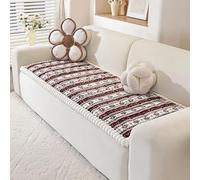 Genérico Christmas Plush Warm Sofa Cover,Thick Soft Non-Slip Couch Protector Cover for Pets,Washable Patchwork Cotton Couch Cushion,Geometric Snowflake Pattern All Seasons Sofa Mat