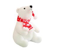 Genérico Christmas Polar Bear Plush - Stuffed Animal Soft Doll with Scarf for Kids Girls, Fabric Feature with Decorative Holiday Function, Ideal for Sofa Bedside Living Room Bedroom Nursery Home Gift