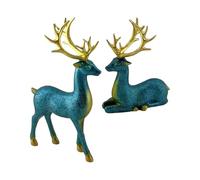Generico Christmas Reindeer Figurine Set - 2 Pieces | Elegant Modern Collectible Reindeer Statues For Holiday Décor, Shelf, Table, Mantel, Living Room, Entryway, Office, Garden, Yard, Patio, Or Por