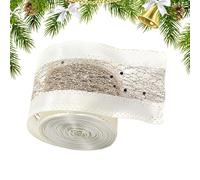 Genérico Christmas Ribbon | 6.5 Ft Champagne Color Holiday Ribbonn | Wedding Birthday Celebration Craft Ribbons for Tree, Bows Making, Wreath Supplies, Gift Wrapping Garland, Floral Arrangements