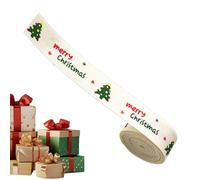 Generico Christmas Ribbon Wired, 2.2 Yards Reusable Printed Festive Ribbon, Holiday Decoration with Wire Edge for Shape, Easy Bow Making with Material, for Christmas Tree Wreath Ornament Card