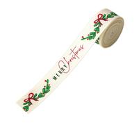 Generico Christmas Ribbon Wired, 2.2 Yards Reusable Printed Festive Ribbon, Holiday Decoration with Wire Edge for Shape, Easy Bow Making with Material, for Christmas Tree Wreath Ornament Card