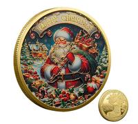 Genérico Christmas Santa Coin - Relleno De Caja De Navidad, Moneda De Recuerdos De Colección | Coun Colorido con Imagen De Papá Noel De Doble Cara, Pieza Maestría De Mesa De Vacaciones Y Cambio D