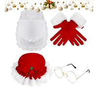 Genérico Christmas Santa Costume Set | Wig and Beard Christmass Hat Glasses | Accessories for Women Holiday Party Cosplay Masquerade Theater Performance Festival Celebration Stag