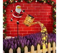 Genérico Christmas Santa Solar Kettle Lights Garden Lawn Decorative Light, Vintage Metal Watering Can with Claus for Outdoor Patio Path Walkway Decoration, Unique Xmas Gifts(Style B)