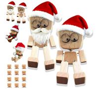 Genérico Christmas Shaking Wooden Man Figurine, Shaking Feet Wooden Doll with Christmas Hat, Handmade Shakings Woodens Man Figurine with 12PCS Magnetic Expressions, Car Dashboard Decor (Set-b)