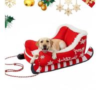 Genérico Christmas Sled Dog Bed, Non-Slip Plush Comfortable Christmas Pet Bed Fluffy and Soft for Small, Medium and Large Dogs (Red, Large)