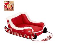 Genérico Christmas Sleigh Dog Bed, 2026 New Funny Santa Sleigh Pet Warm Bed with Non-Slip Base,Removable & Washable Plush Pet Warm Sofa with Non-Slip Base for Winter Indoor Outdoor (Red,Large)